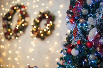 Fototapeta na wymiar festive christmas and new year decorations 