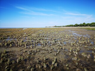 Grado Italien Strand Panorama Corona Lockdown menschenleer