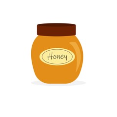 Honey jar glass.Vector cartoon style.Isolated on white background.