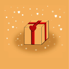Valentine's day gift.Holiday card.Vector illustration.