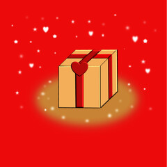 Valentine's day gift.Holiday card.Vector illustration.