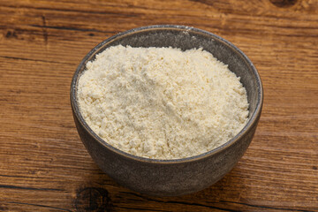 Wheat flour heap in the bowl