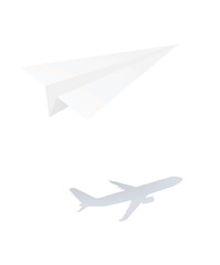 Fototapeta na wymiar Paper and real airplane. vector