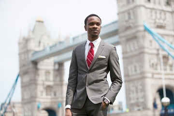 Portrait of African American businessman in London