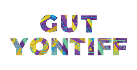 Gut Yontiff Concept Retro Colorful Word Art Illustration