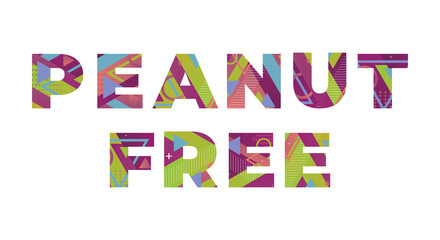 Peanut Free Concept Retro Colorful Word Art Illustration