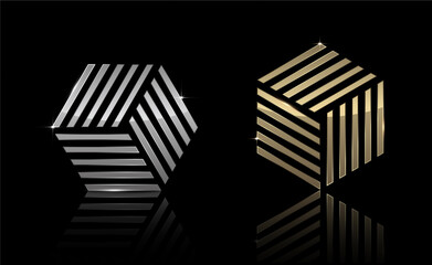 Gold and Silver Hexagon shape, Exclusive, Premium, Luxury, Creative Design, Vector and Illustration.