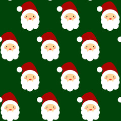 This is a seamless pattern with Santa Claus on a green background.
