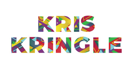 Kris Kringle Concept Retro Colorful Word Art Illustration