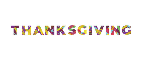 Thanksgiving Concept Retro Colorful Word Art Illustration