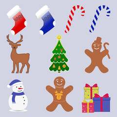 New Year and Christmas decorations, vector illustration