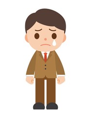 泣く スーツ 男性