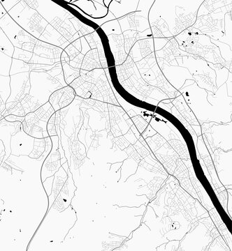 Urban city map of Bonn. Vector poster. Grayscale street map.