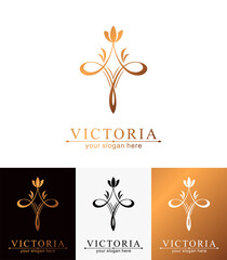 Letter V logo template. Monnogram, delicate floral design. Personal logo. Vector design.