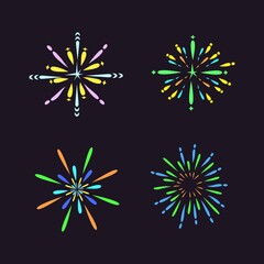 Collection of Colorful Fireworks