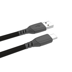 fast charging USB cable with Type-C charging port, nylon  braided premium black cable 