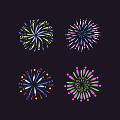 Collection of Colorful Fireworks