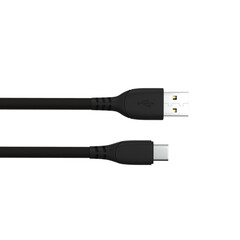 fast charging USB cable with Type-C charging port, nylon  braided premium black cable 
