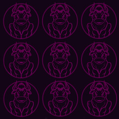 seamless pattern with elements bull symbol of 2021