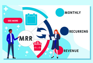 Vector website design template . MRR - Monthly Recurring Revenue    acronym, business   concept. illustration for website banner, marketing materials, business presentation, online advertising.