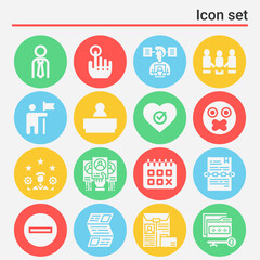 16 pack of ballot  filled web icons set