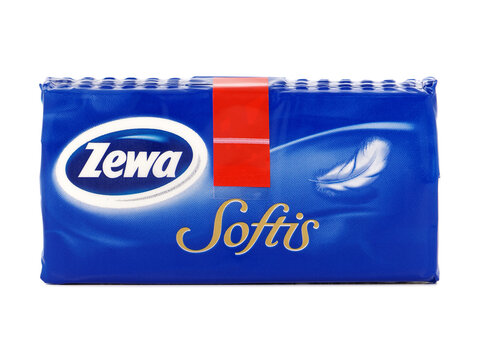 BUCHAREST, ROMANIA - NOVEMBER 17, 2015. Zewa Softis pack, soft cosmetic tissues isolated on white