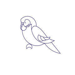 Parrot simple blue outline icon on white background. Wavy parrot