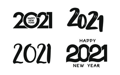 Set of 2021 Happy New Year logo text design. 2021 number design template. Collection of 2021 happy new year symbols. Vector illustration.