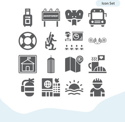 Simple set of vacation related filled icons.