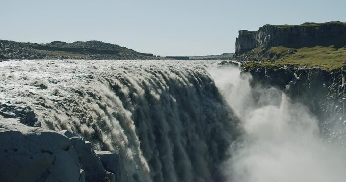 Impressive powerful Dettifoss waterfall, Iceland, Europe