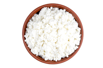 cottage cheese in a clay plate