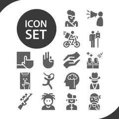 Simple set of arm related filled icons.