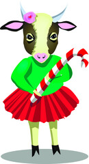 Fototapeta premium Christmas bull adorable