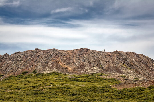 Hikers on Eldborg Crater in Iceland