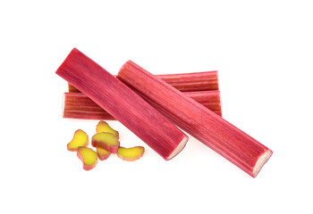 rhubarb stalks isolated on a white background