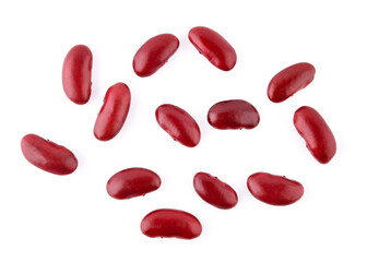 Top view of red beans isolated on the white background