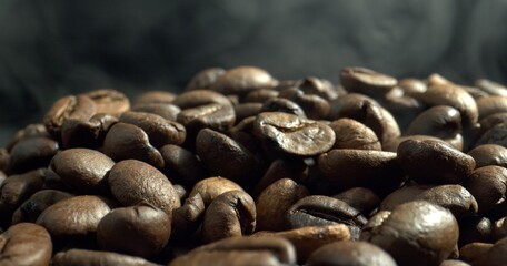 Commercial coffee production. Abstract and conceptual of home coffee machines. Coffee Bean Dust.