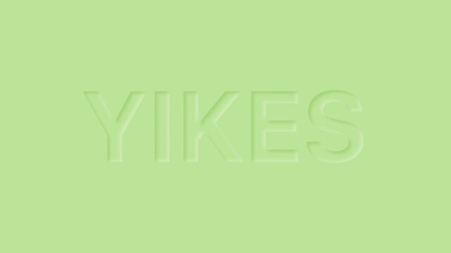 Word Yikes in pastel color. Trendy neumorphism loop animation. Text with soft shadow on solid pastel background.