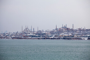 Historical peninsula in winter day  in Istanbul, Turkey