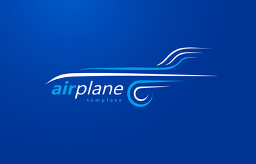 Airplane logo lines style plane silhouette white color