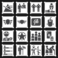 16 pack of corporal  filled web icons set