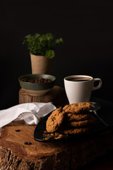 cup of coffee and cookies
