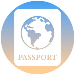 Passport symbol of a set. White passport icon, on gradient button. Use for banner, card, poster, brochure, banner, app, web design. Easy to edit. Vector illustration - EPS10.