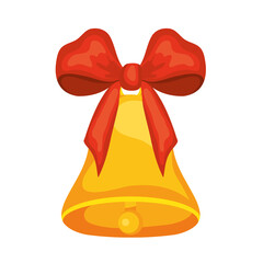 merry christmas gold bell with bowtie vector design