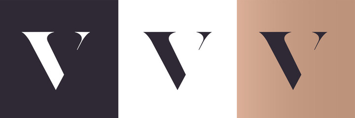 V letter logo template. Minimalistic monogram. Personal logo. Vector design. - obrazy, fototapety, plakaty