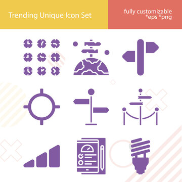 Simple set of geographical related filled icons.
