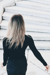 woman looking at the map