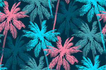 Stylish summer seamless pattern with palm trees.