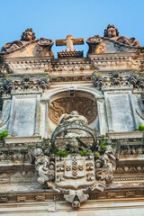 facade with bas-relief of an ancient portugal monastery