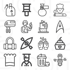 16 pack of pan  lineal web icons set